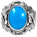 Sterling Silver Beautiful Couple Swan Oval Turquoise Ring (Thailand)