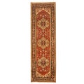 Herat Oriental Indo Hand-knotted Heriz Red/ Navy Wool Rug (2'6 x 8') (India)