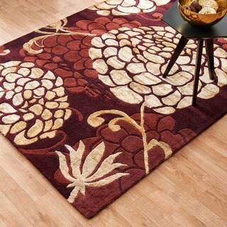 Hand-tufted Jackson Wine Wool Rug (5'0 x 7'6)