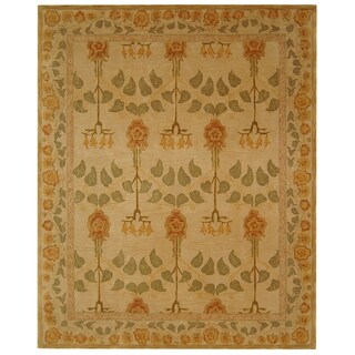 Cheap Handmade Ancestral Tree Ivory/ Green Wool Rug (11' x 15')