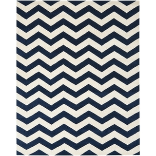 (_ _ ) Safavieh Handmade Moroccan Chatham Chevron Dark Blue Wool Rug (8'9 x 12')