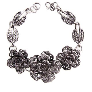 Miao Silver Three Rose Bracelet (China)