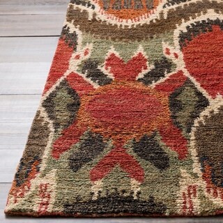 Hand-woven Abstract Turbo Red Abstract Hemp Rug (2' x 3')