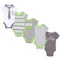 Calvin Klein Newborn Boys Printed Bodysuits Set in Light Green/ White/ Grey (Pack of 5)