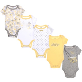 Calvin Klein Newborn Girls Printed Bodysuit Set in Yellow/White