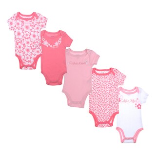 Calvin Klein Newborn Girls Bodysuit Set in Pink/White