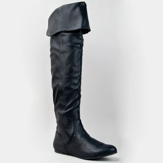 womens flat black over the knee boots