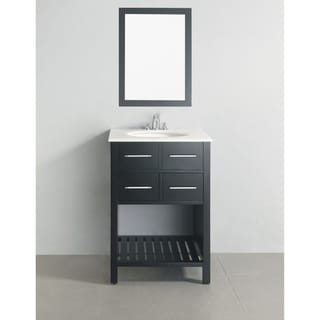  Bathroom Vanities on Manhattan Marble Top 24 Inch Black Bath Vanity   Overstock Com