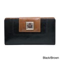 Anais Gvani Two-toned Twist Lock Closure Genuine Leather Checkbook Wallet