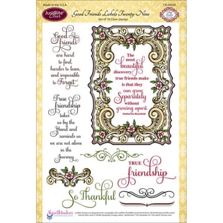 JustRite Stampers 6"X8" Clear Stamp Set-Good Friends Labels Twenty 10pc