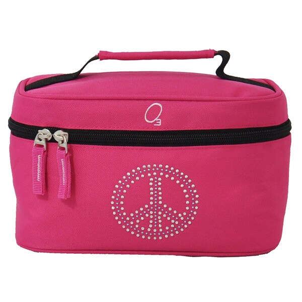 Obersee Bling Rhinestone Peace Train Case Toiletry / Accessory Bag