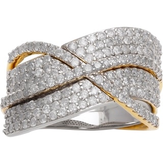 14k Two-tone Gold 1 1/2ct TDW Crossover Diamond Ring (H-I, I2-I3)