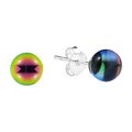 Rainbow Crystal Round Ball Sterling Silver Post Earrings (Thailand)