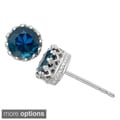 Sterling Silver 6-mm Gemstone Crown Setting Earrings