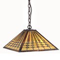 Tiffany Style Antique Bronze Mission Design 2-light Pendant