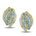 Miadora 14k Gold Blue Topaz and 1/10ct TDW Diamond Earrings (I-J, I2-I3)
