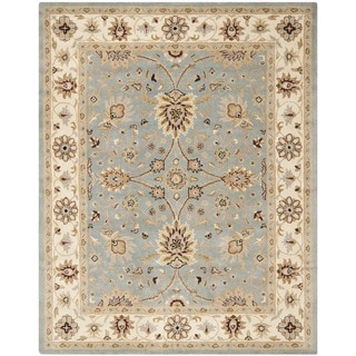 Buy  Handmade Kerman Light Blue/ Ivory Gold Wool Rug (9'6 x 13'6)