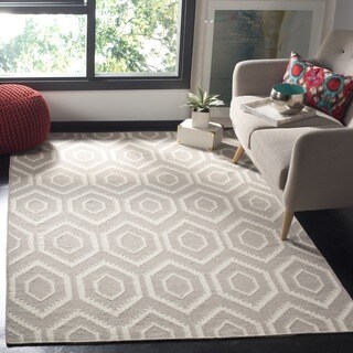 Hand-woven Moroccan Dhurrie Grey Wool Rug (10' x 14')