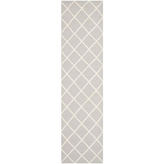 Hand-woven Moroccan Dhurrie Grey Wool Rug (2'6 x 10')