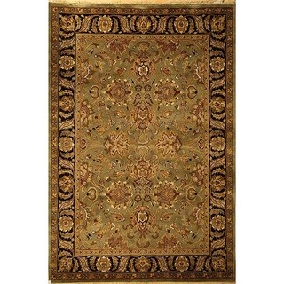 Hand-knotted Dynasty Green/ Black Wool Rug (5' x 8')