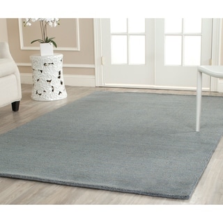 Loomed Knotted Himalayan Solid Blue Wool Rug (8'9 x 12')