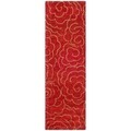 Handmade Soho Roses Red New Zealand Wool Rug (2'6 x 12')