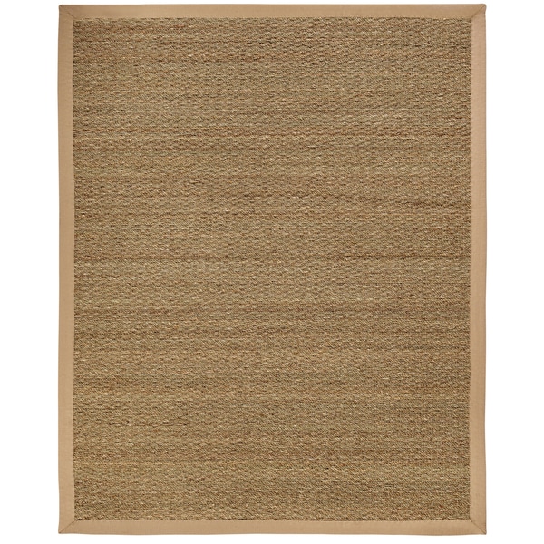 Sandpiper Seagrass Rug with Khaki Cotton Border (8' x 10') Overstock