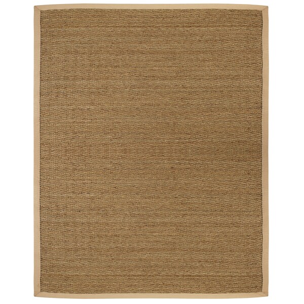 Tidewater Herringbone Seagrass Rug with Khaki Cotton Border (10' x 14')