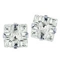 Stainless Steel Cubic Zirconia Square Grid Earrings
