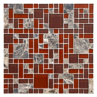 [1] Somertile 12x12 Reflections Versailles Bordeaux Glass/ Stone Mosaic Tiles (Pack of 10)