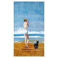Girl With Dog New Yorker Beach Towel