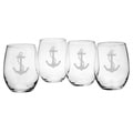 Anchor Collection Etched 15-ounce Stemless Wine Glasses (Set of 4)