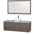 Wyndham Collection 'Amare' 60-inch Grey Oak/ Green Top/ White Sink Vanity Set