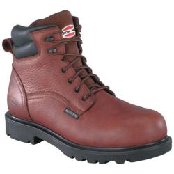 (^ ^)// Men's Iron Age Hauler 6in Waterproof Work Boot Brown Leather