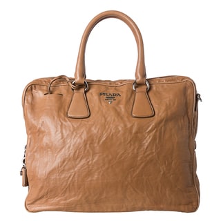 Prada Tan Antiqued Nappa Leather Top Handle Satchel