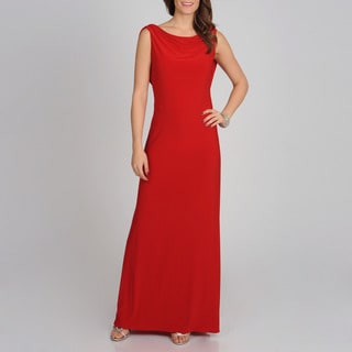 NW Nightway Women's Red Draped Back Gown