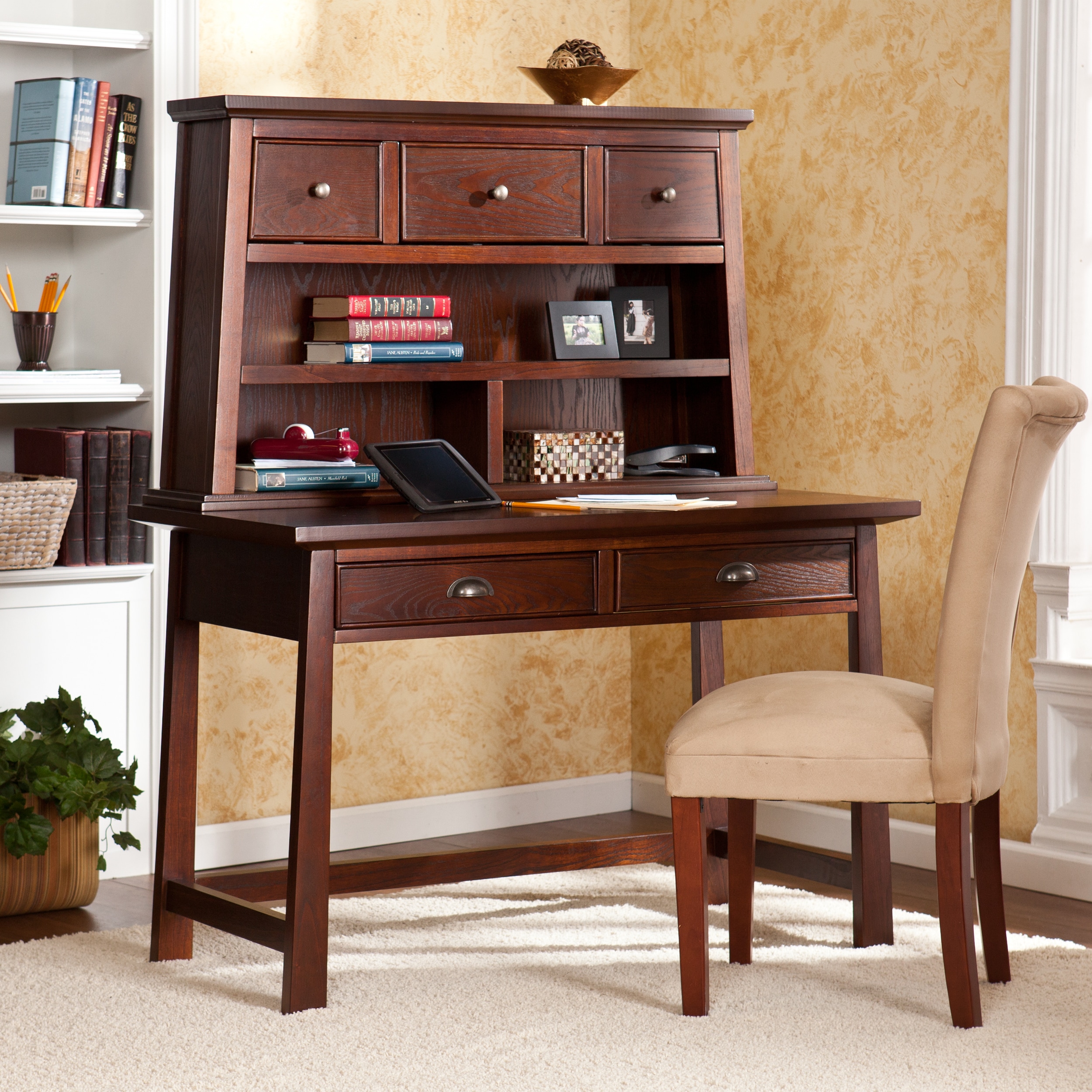 Upton Home Bruno Espresso Desk with Hutch Set Overstock Shopping