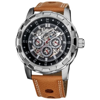 Akribos XXIV Men's Automatic Multifunction Leather Strap Watch
