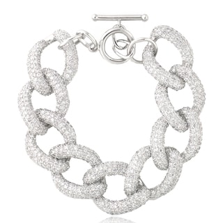 Icz Stonez Rhodium-plated Cubic Zirconia Link Bracelet