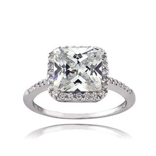 Icz Stonez Sterling Silver 4 1/4ct TGW Cubic Zirconia Engagement-style Ring