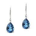 Glitzy Rocks Silver London Blue Topaz Teardrop Leverback Earrings