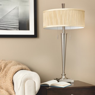 Retro Mid-Century 2-light Brushed Nickel Table Lamp