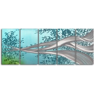'Swirl in bubbles' 5-piece Handmade Metal Wall Art Set