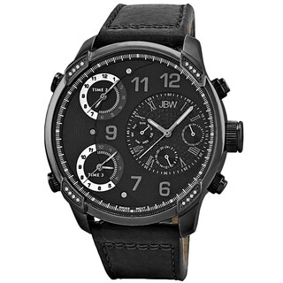 JBW Men's 'G4' Multi-time Zone Black Diamond-accented Watch