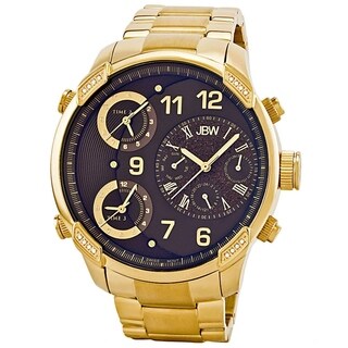 JBW Men's 'G4' Multi Time Zone Gold Steel Lifestyle Diamond Watch