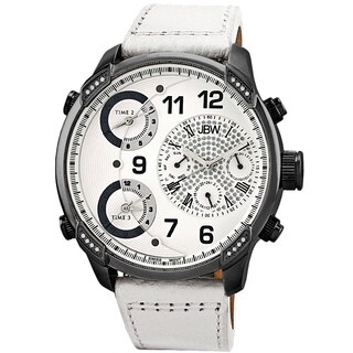 JBW Men's 'G4' Multi Time Zone White Strap Lifestyle Diamond Watch
