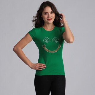 Click to Enlarge for Women's Green 'St. Patrick's Day Smiley' T-shirt Women's Green 'St. Patrick's Day Smiley' T-shirt-Image