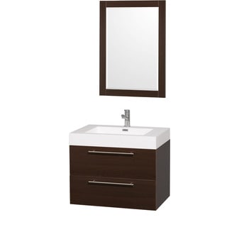 --->  Amare Espresso 30-inch Single Bathroom Vanity Set with White Acrylic Resin/ Integrated Sink