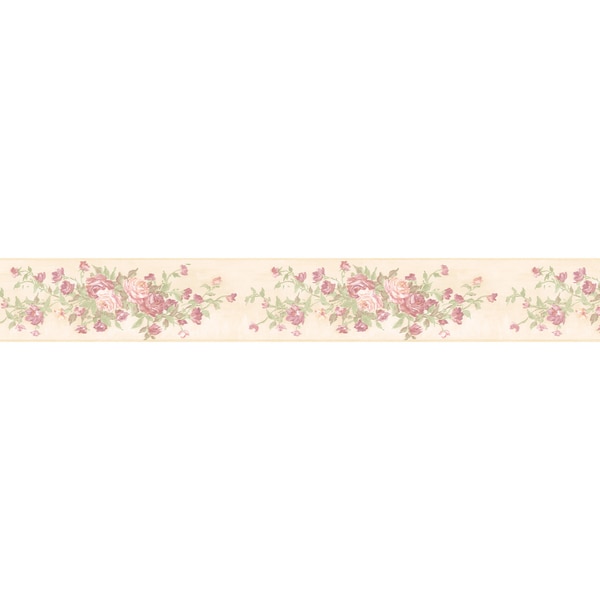Brewster Mauve Rose Border Wallpaper - 15133920 - Overstock.com
