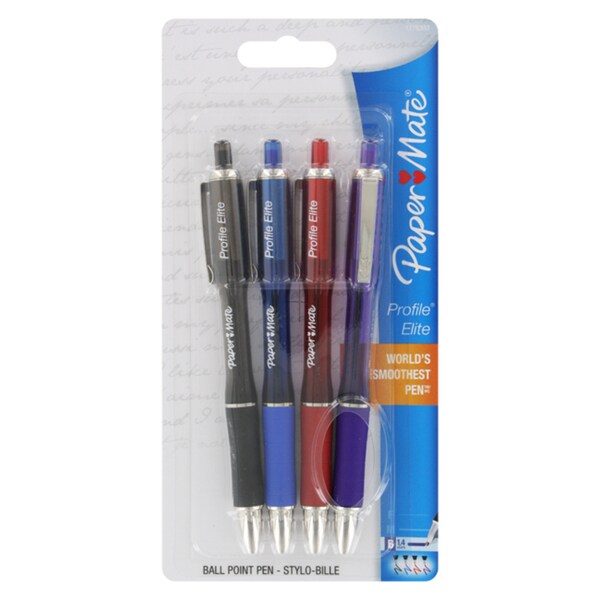 Paper Mate Profile Elite Retractable Bold Ballpoint Pens (Pack of 4)